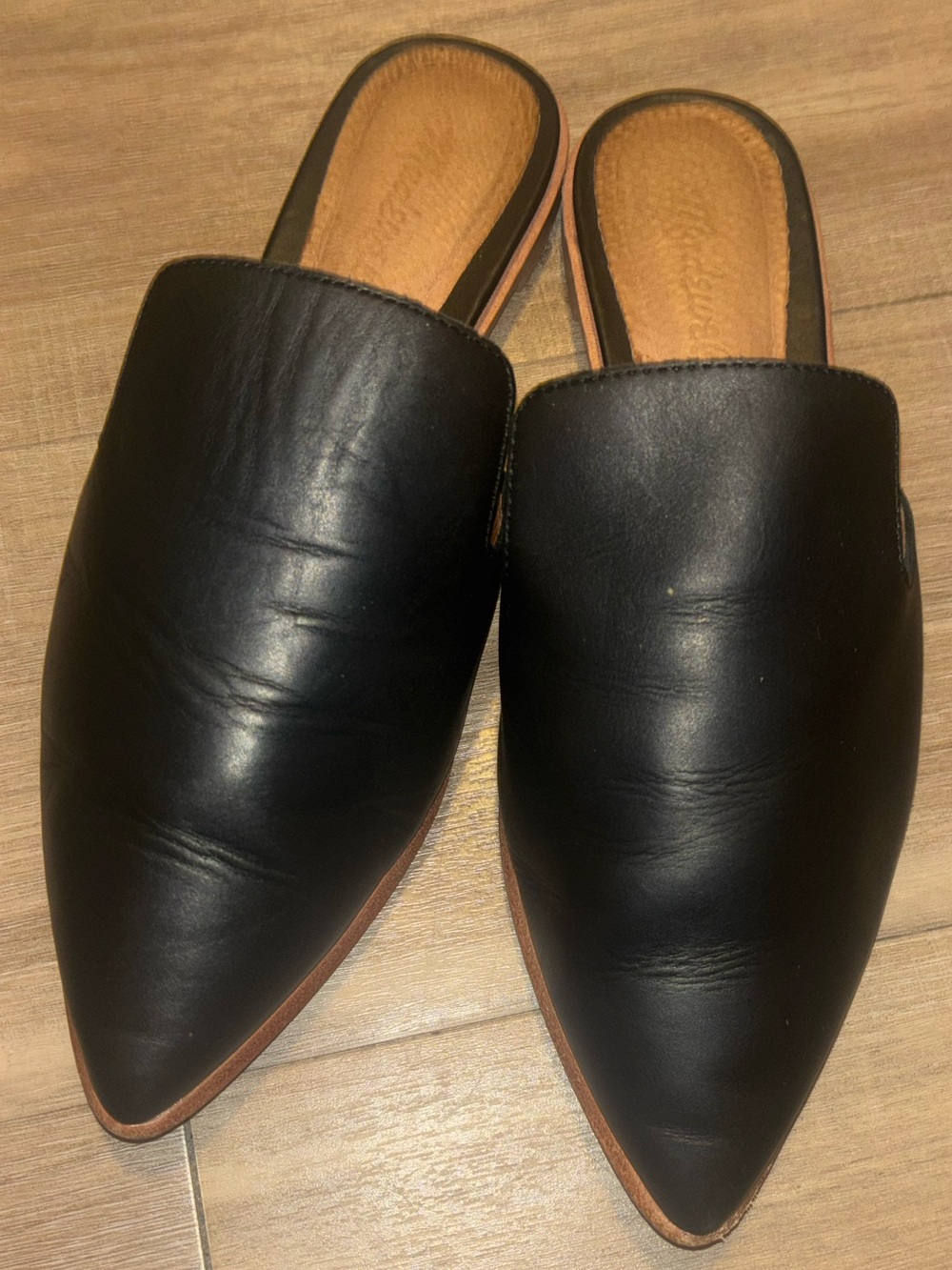 Madewell Gemma Black Leather Pointed Toe Mule Flats Slip On Size 8